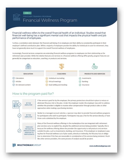 Financial Wellness training landing page image