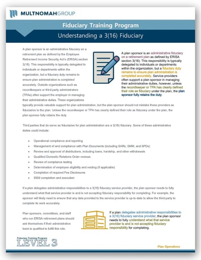 Fiduciary Training 3(16) fiduciary