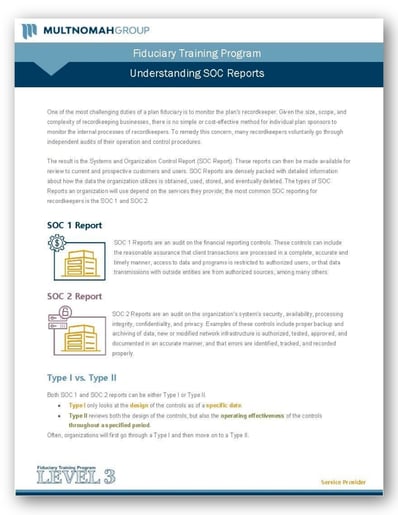 Fiduciary Training SOC Reports